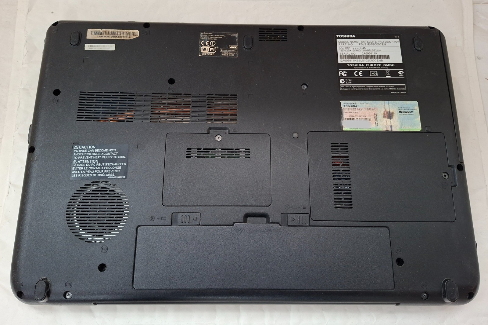 TOSHIBA SATELLITE PRO L500-1VW PSLS1E Laptop 15.6″ 2GB 120GB SSD Windows 7 HDMI