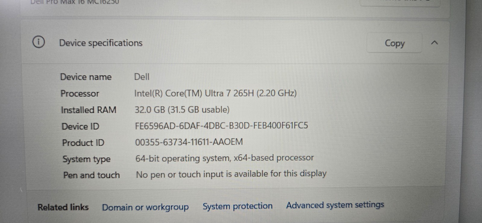 Dell Pro Max 16 MC16250 Laptop – keyboard QWERZ – Brand new Item , warranty