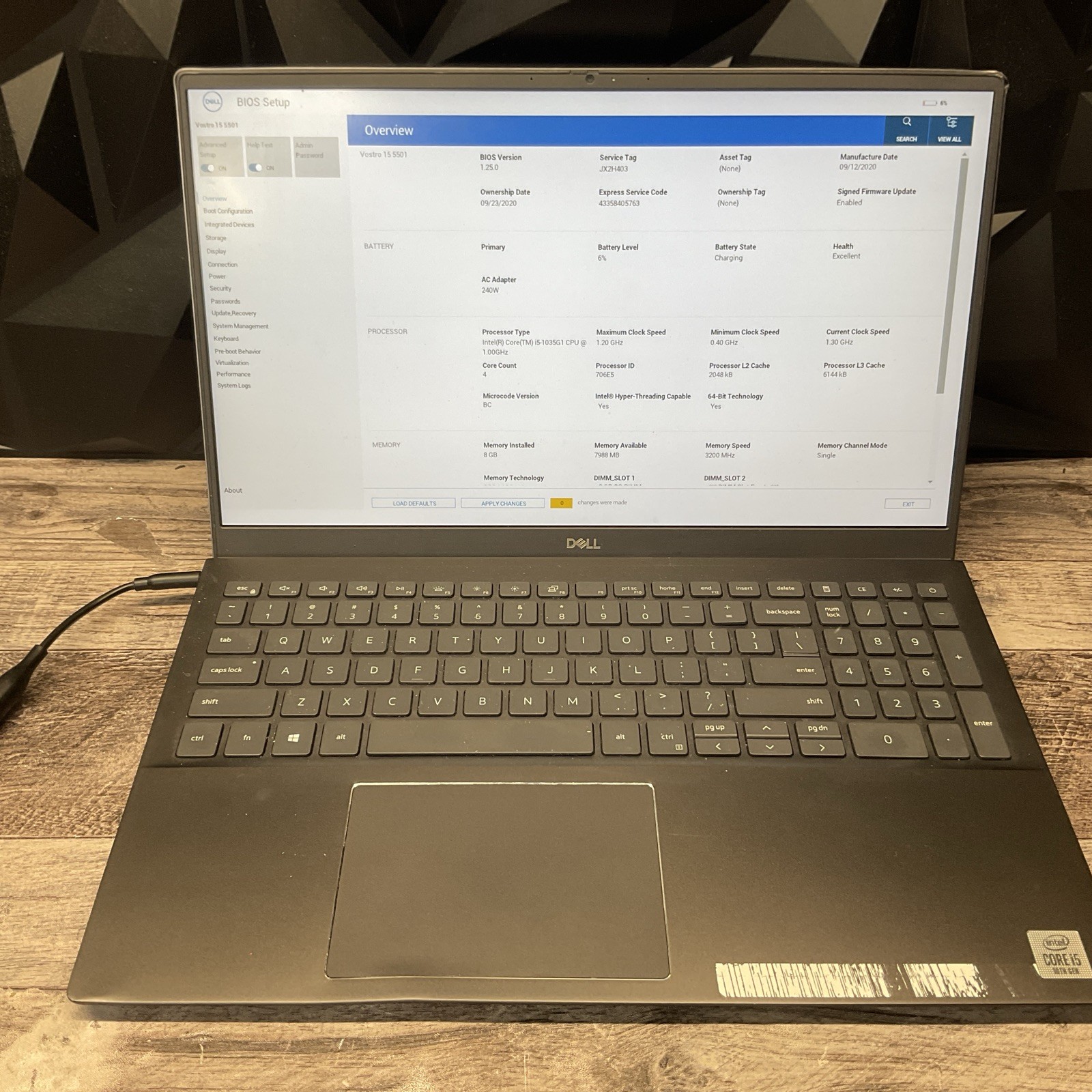 Dell Vostro 15 5501 / i5 10th Gen / BIOS Unlocked / No RAM / No SSD / C5