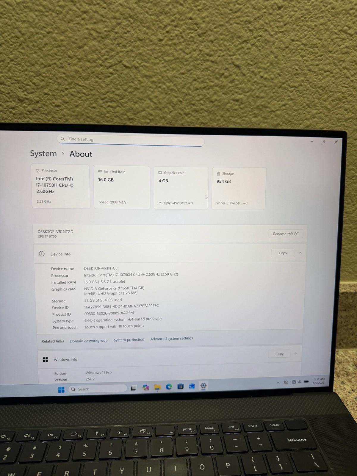 Dell XPS 17 9700 17″ 4K Touchscreen i7-10750H 2.6GHz 16GB RAM 1TB SSD 1650 Ti