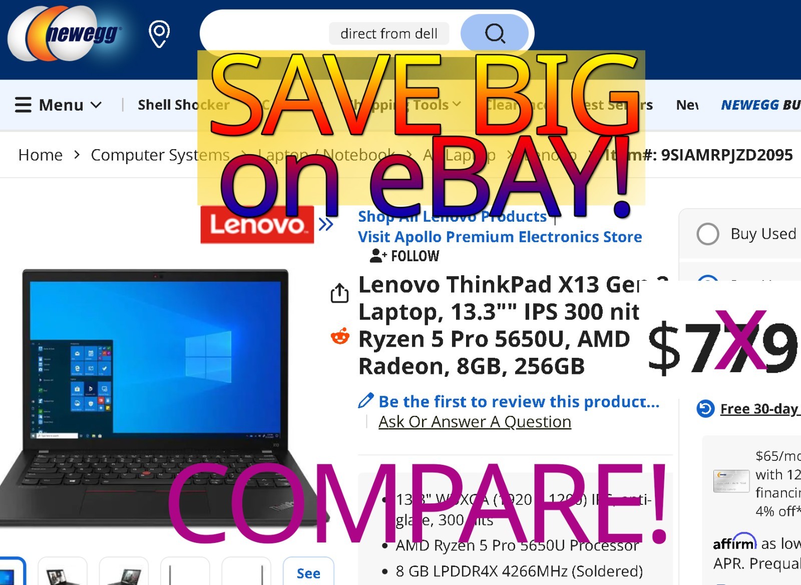 Lenovo ThinkPad X-13″ Gen 2 Computer 256GB SSD Acer Asus Laptop Windows Dell XPS