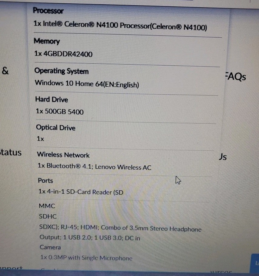 Lenovo IdeaPad 330-15IGM Laptop 15″ Intel Celeron 1.10GHz 4GB 500GB
