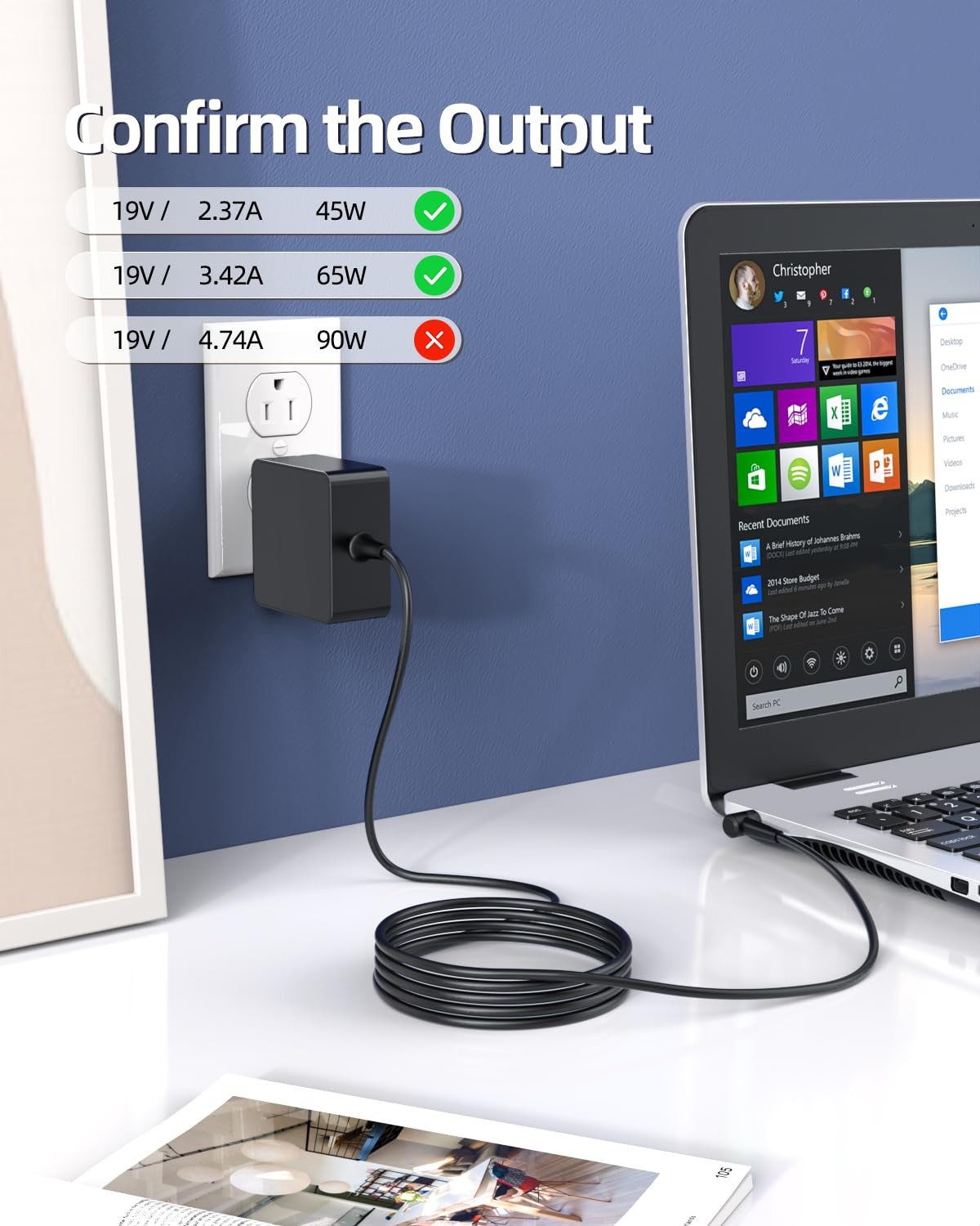 UL Listed AC Adapter Charger for Intel NUC NUC8CCHKR NUC8CCHB 65W
