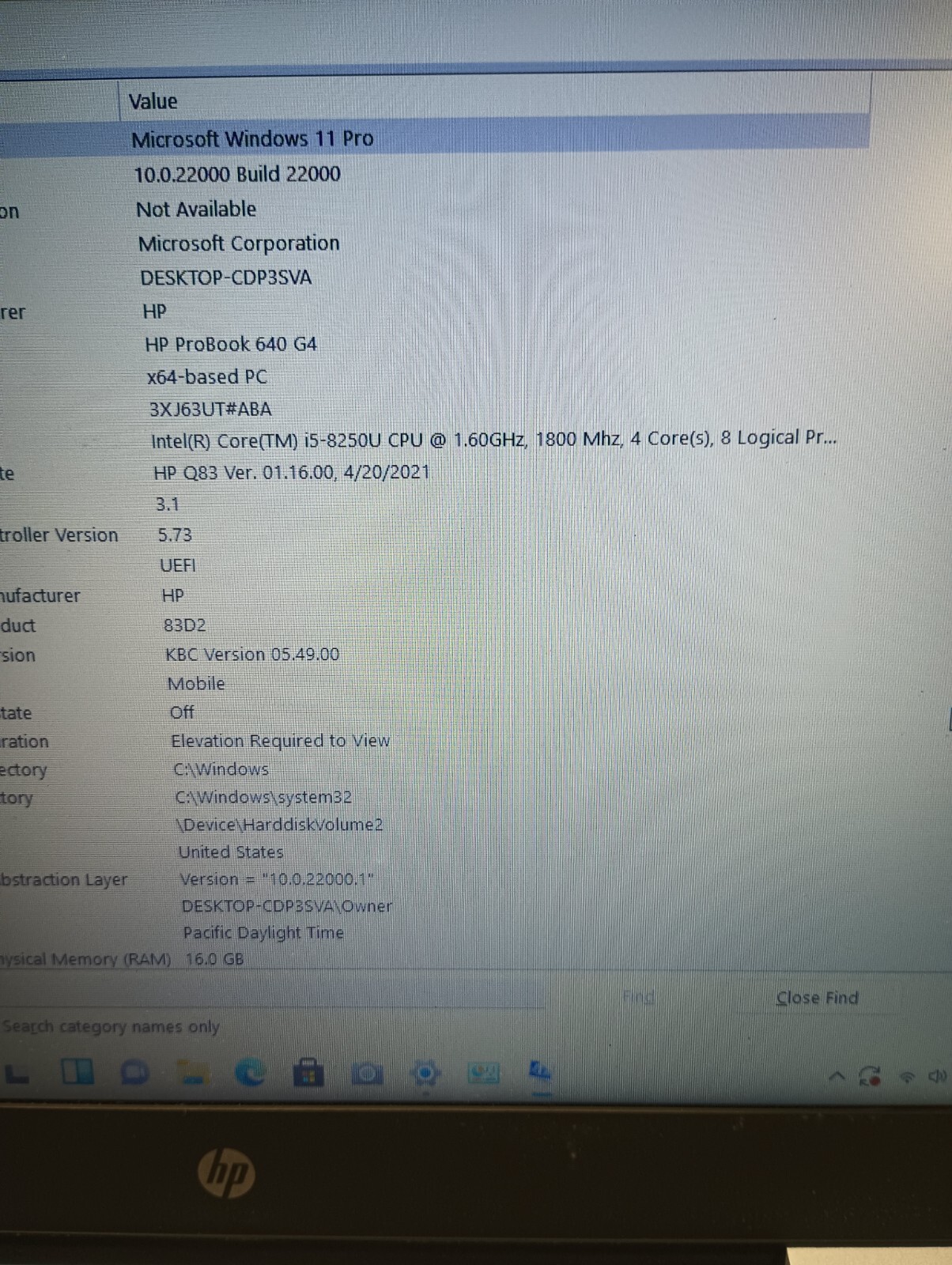8155 ProBook640 G4 w/genuine HP charger.i5 8th gen.16GB.128GB SSD.14″.W11 Pro