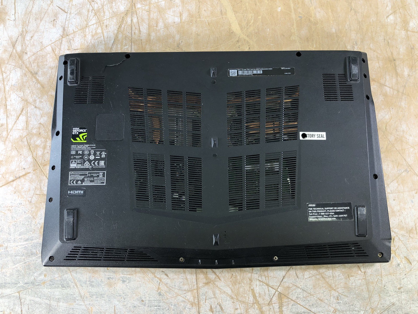 MSI MS-16J9 I5-7300HQ @ 2.50GHz, 16GB RAM, NO HDD/OS