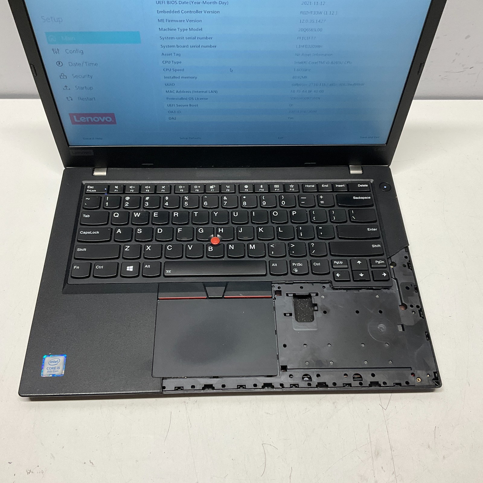 Lenovo ThinkPad L490 14″ Laptop Intel Core i5-8265U @ 1.60 GHz NO HDD NO OS READ