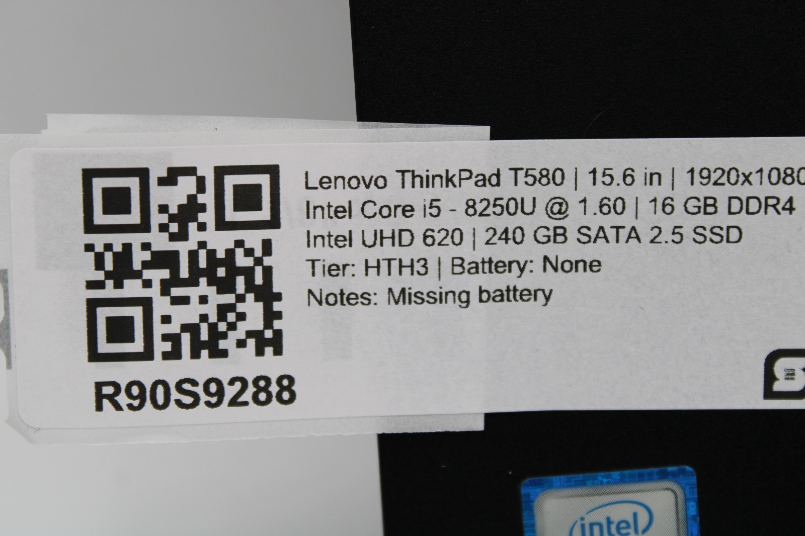 Lenovo ThinkPad T580 i5-8250U @ 1.6 Ghz 16GB RAM 240GB SSD No OS No Battery
