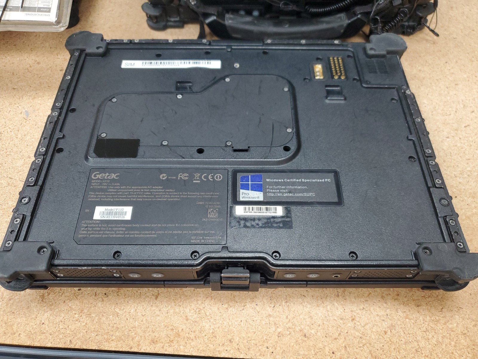 GETAC V110 Laptop Tablet Touch Screen i5-4300U 1.90GHz 8gB No HDD 13100hrs