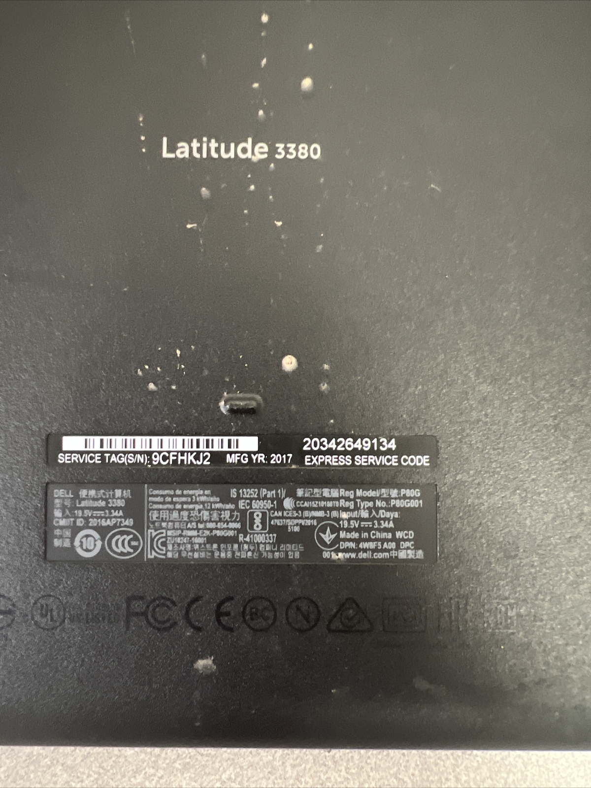 Dell Latitude 3380 Laptop – i3-6006u – 4GB RAM – NO HDD – BAD BATT – PARTS