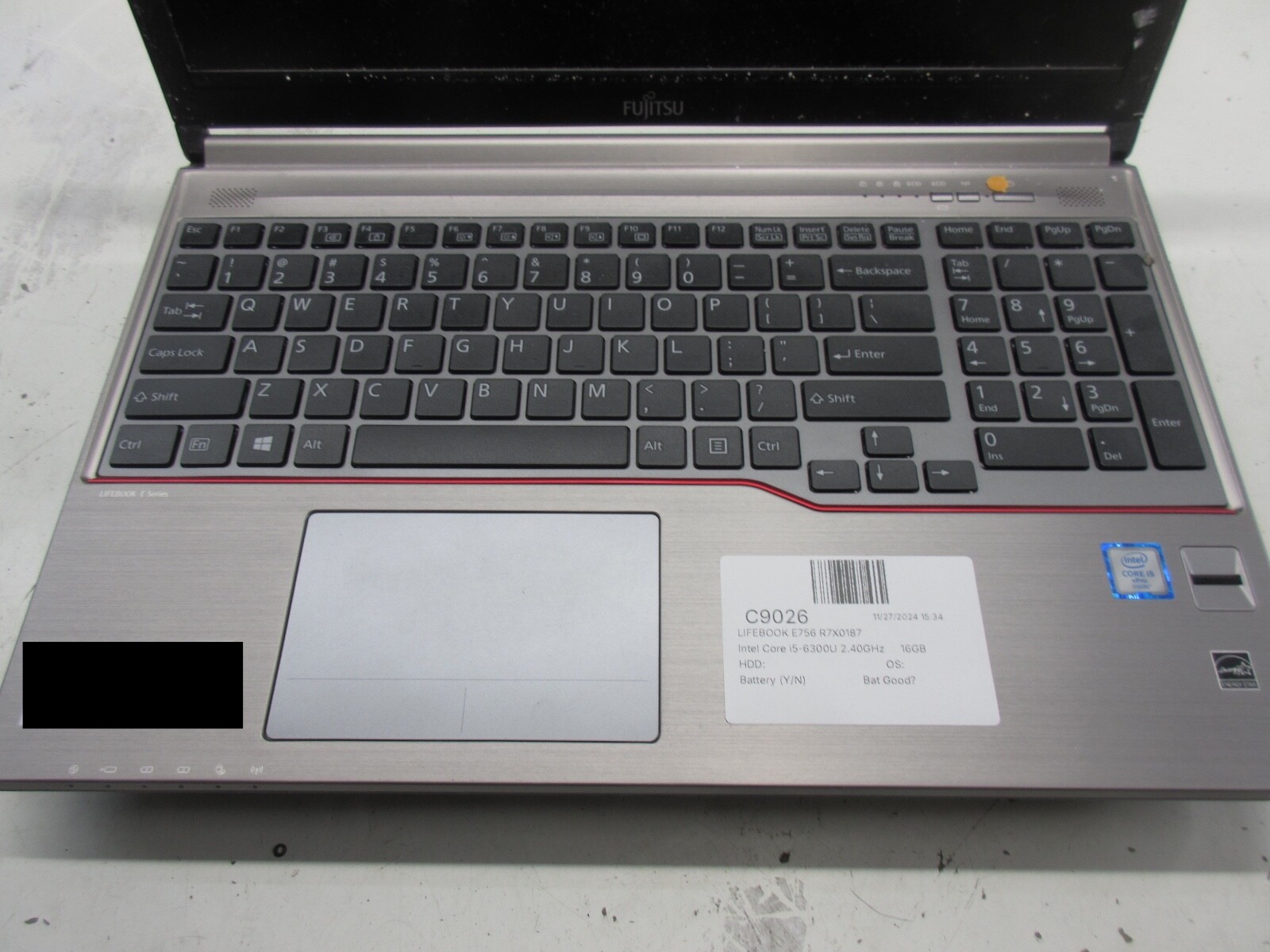Fujitsu Lifebook E756 Intel Core i5-6300U 2.40GHz 16GB NO HDD No Batt