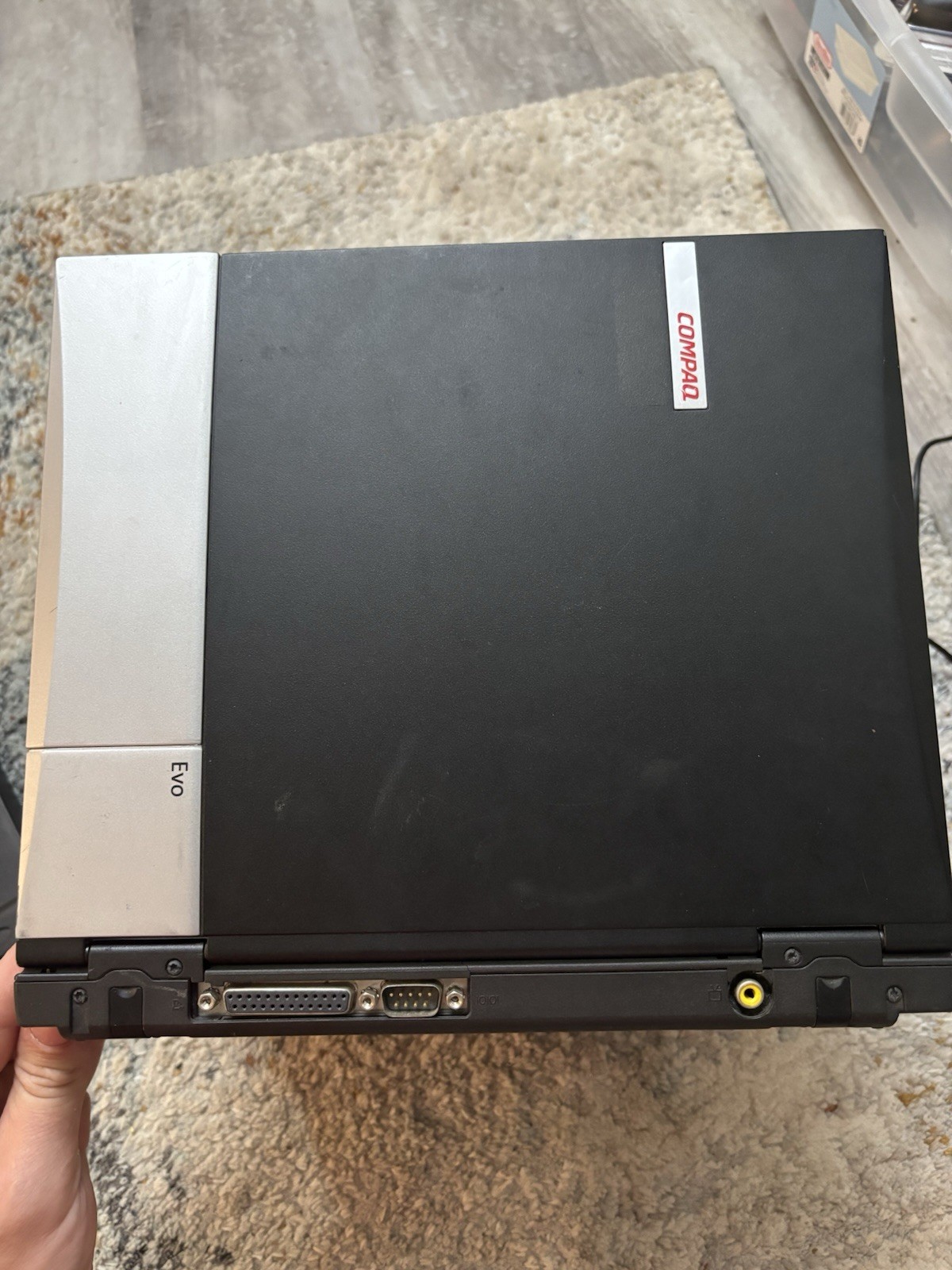 Vintage Compaq Evo N410c Laptop w/ Docking Station & Case Windows XP Tested