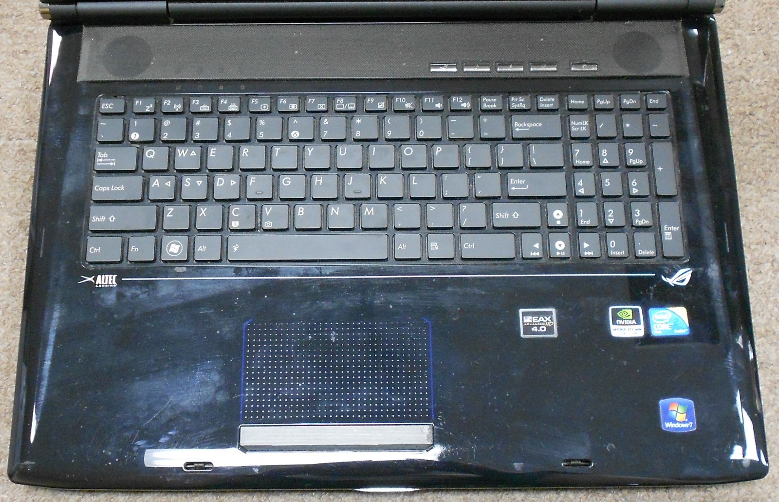 Asus G72GX Intel Core 2 Duo Windows 7 Laptop Untested As/Is 0601-01M