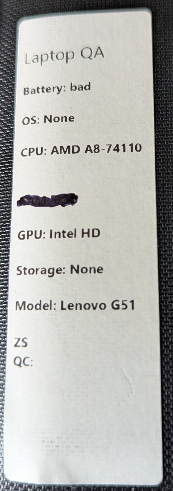 Lenovo G51 Laptop Dead Battery 500 GB HDD Lubuntu Installed A8-7410 Processor
