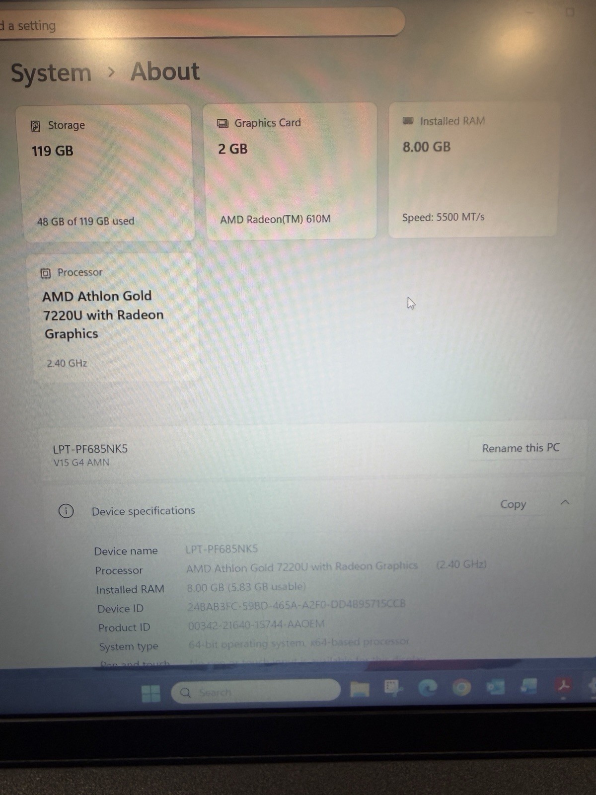 Lenovo V15 G4 ABP 15.6″ (128GB SSD, AMD Ryzen 3 7000 Series, 4.30 GHz, 8GB)…