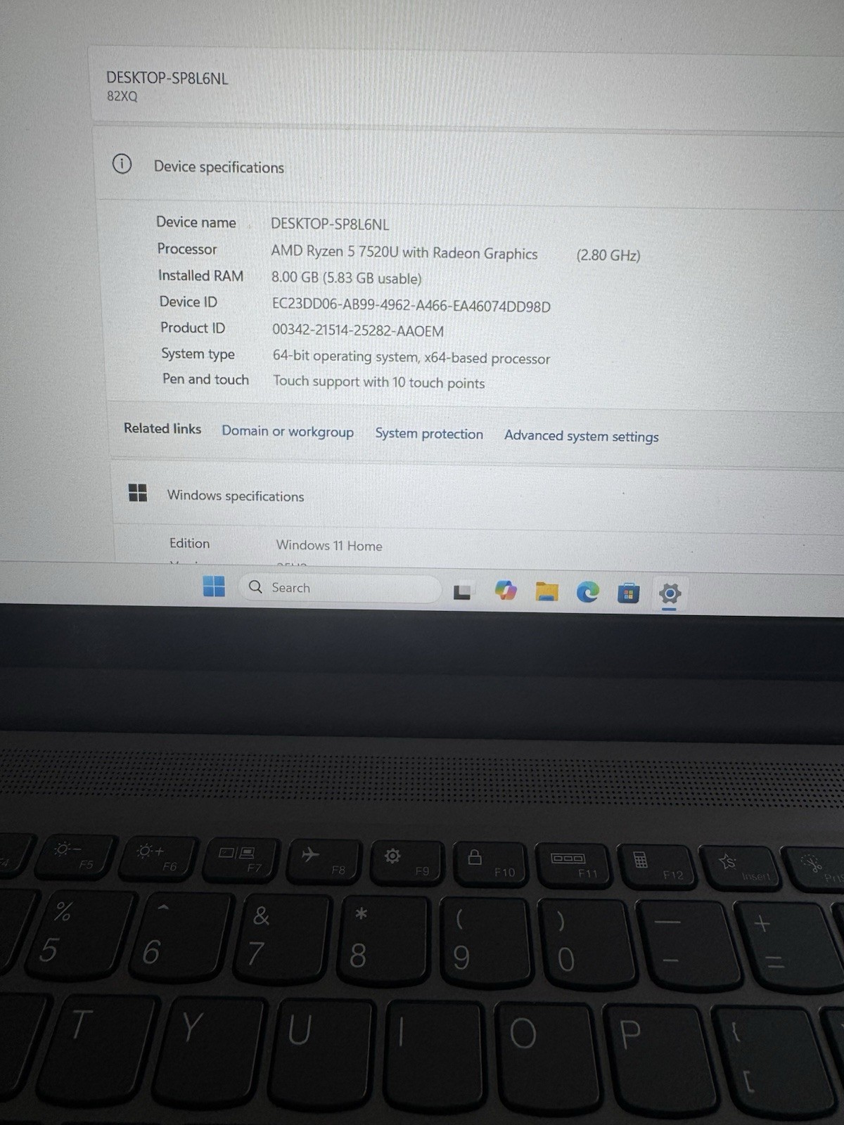 Lenovo IdeaPad 5 15″ Touchscreen Ryzen 5 7520U 8GB SSD Win 11 Gray