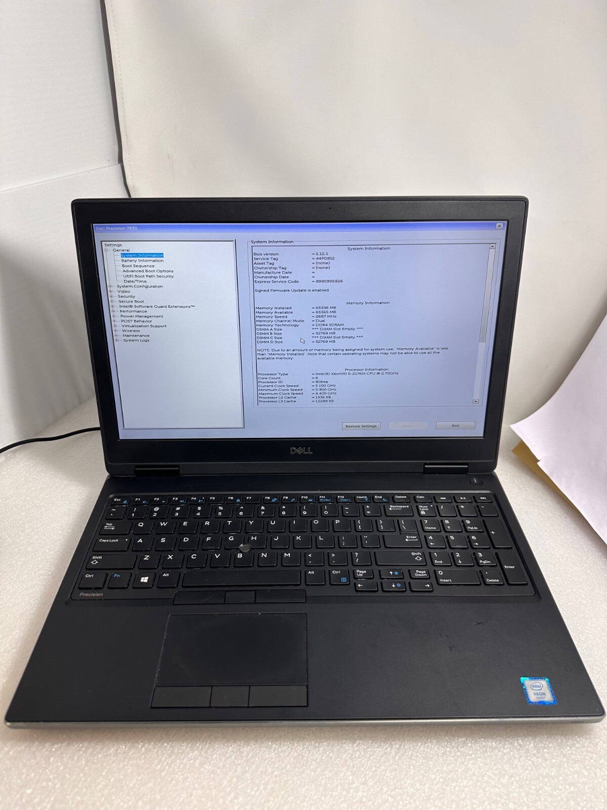 Dell Precision 7530 15″ FHD XEON E-2176M 2.70GHz 64gb ram 1tb PCIe