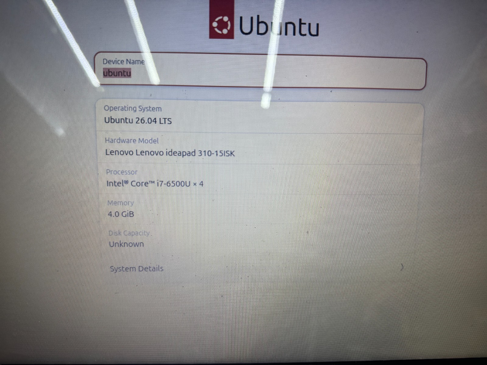 Lenovo ideapad 310-15isk – works but isues – Please see desc (4gb mem, No HD)