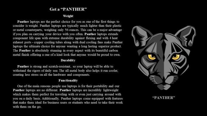 Panther Laptop 15.6” Aluminum Magnesium body, 32GB-1TB-8Core-16TD Brand New