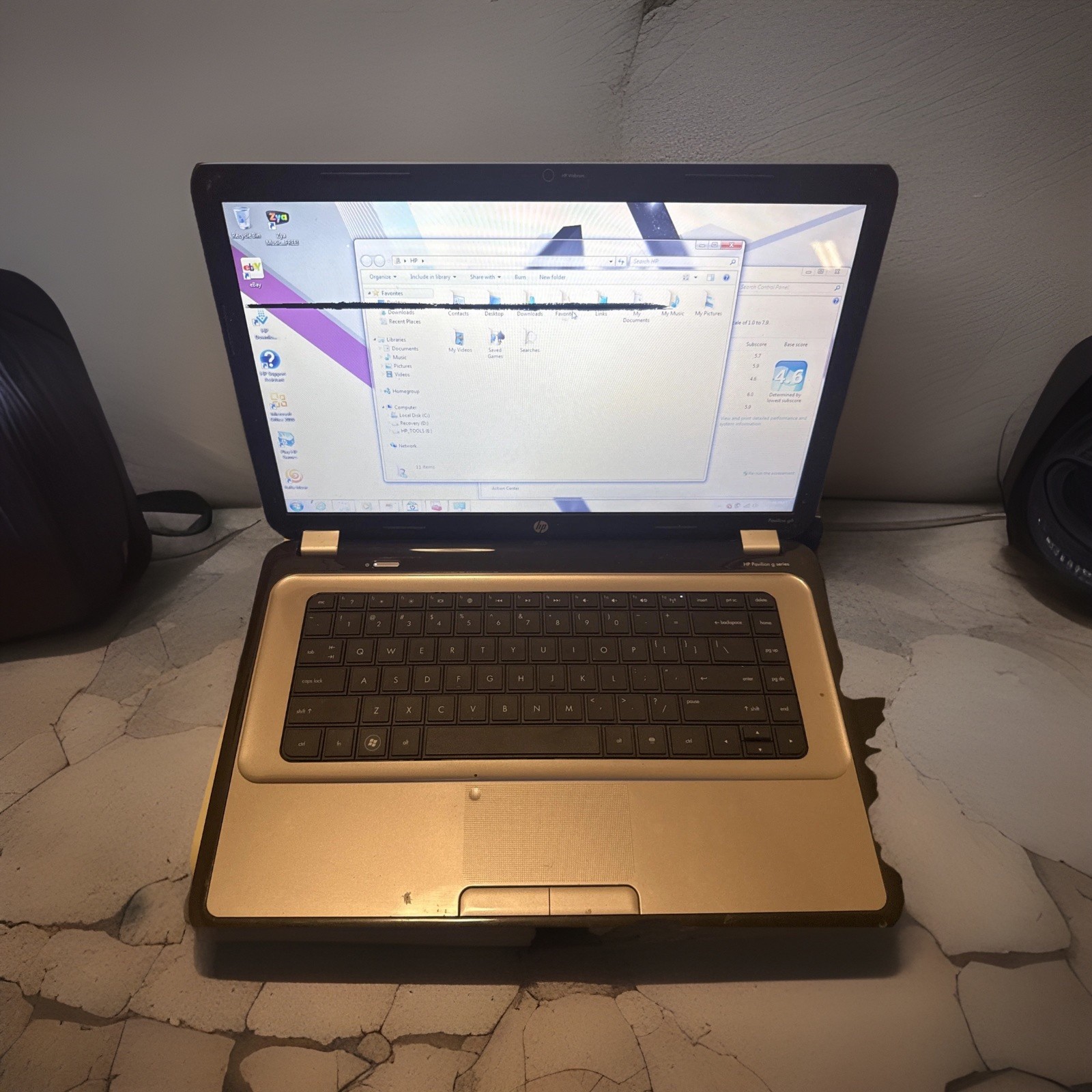 HP Pavilion G6 AMD A4-3305M APU with RadeonHD 4 GB Windows 7 Working-OEM Charge