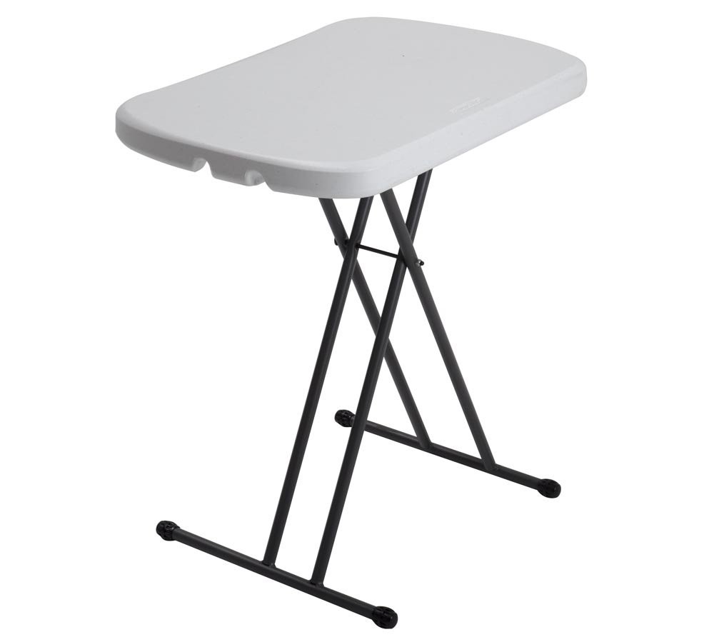 LIFETIME 80251 Adjustable Folding Laptop Table TV Tray 26″ White Granite