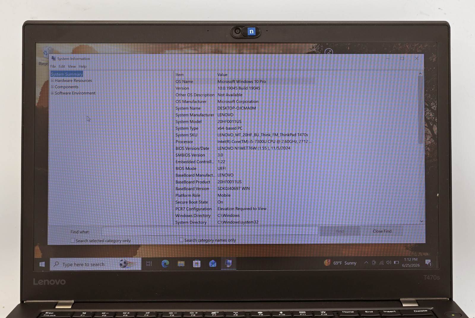 Lenovo Thinkpad T470s i5-7200u 2.6GHz 8GB RAM 128GB SSD Windows 10 Pro