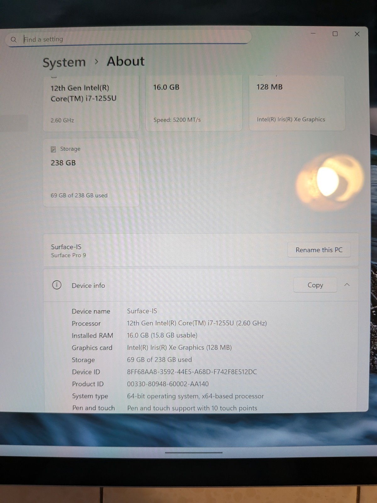 Microsoft Surface Pro 9 i7-1265U | 16GB Ram | 256GB SSD | Win 11 Pro