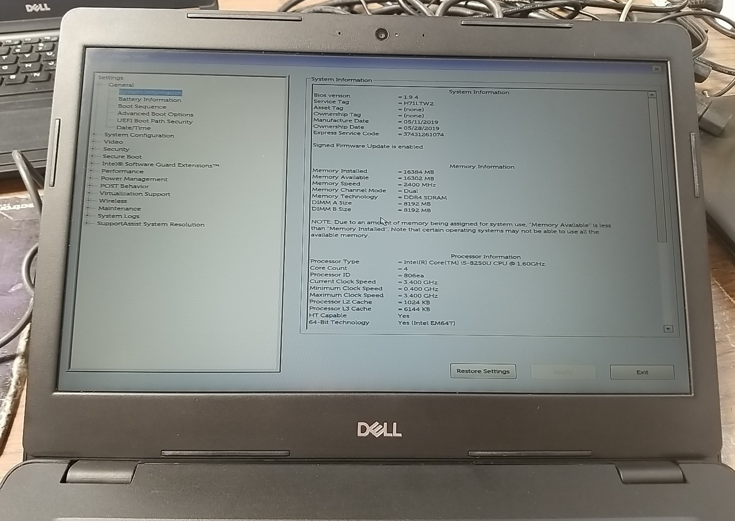 Dell Latitude 3490 14″ W/ INTEL i5-8250U 1.60GHz – 16GB RAM, 256GB. *READ⬇️*