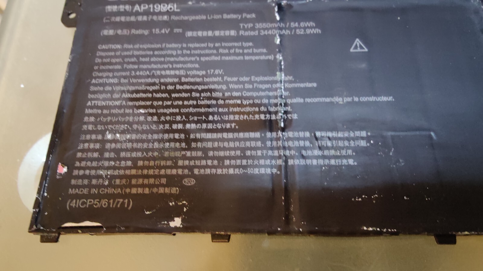 ACER GENUINE AV15 A515-53 AV 15-51 BATTERY AP19B5L 15.4V 344OmAh 52.9Wh ORIGINAL