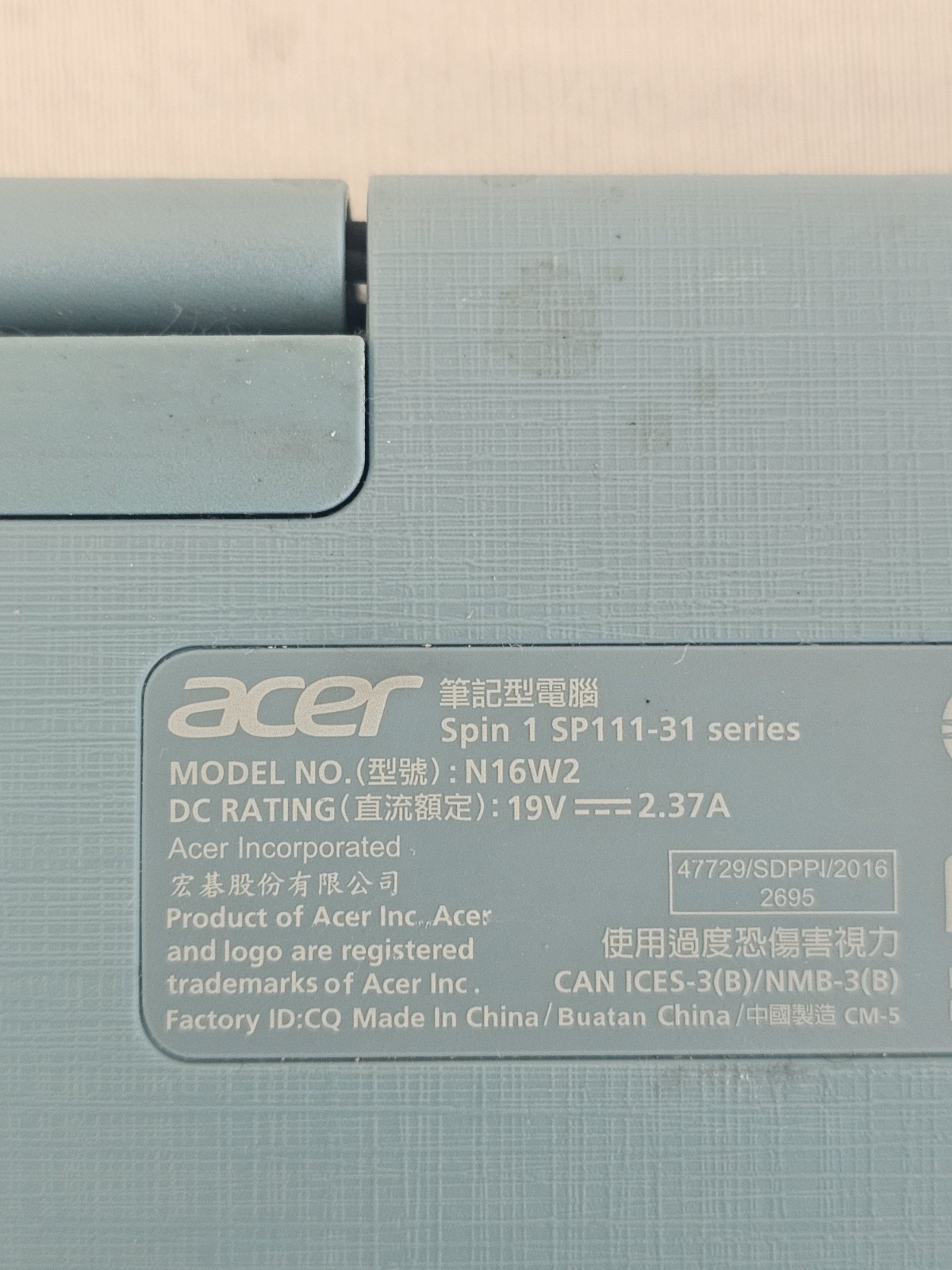 Acer Spin 1 Laptop – Intel Celeron N3350 – 4GB RAM – 32GB SSD – BAD BATT – READ