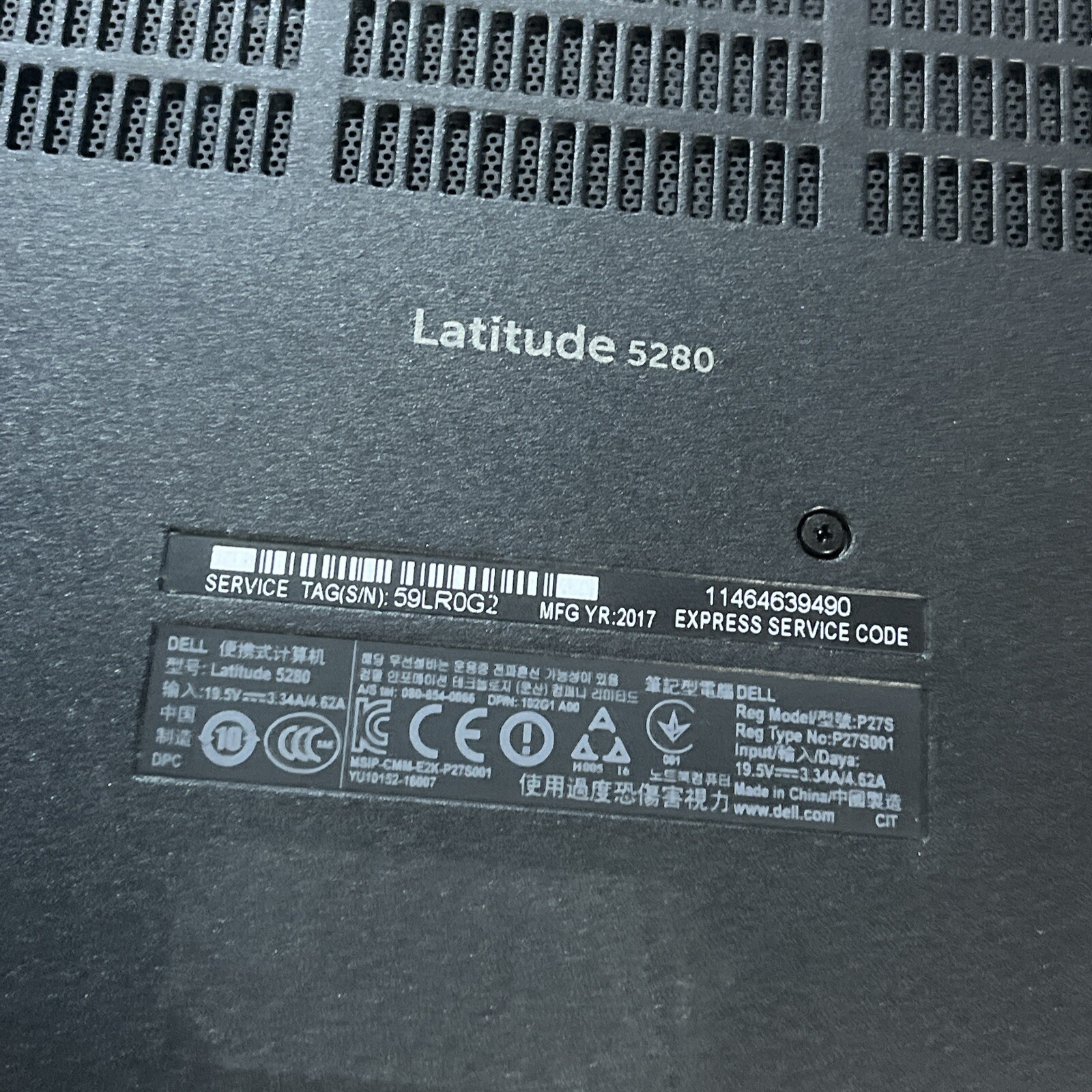 DELL LATITUDE 5280 INTEL CORE I3-7100U 2.40GHZ 8GB RAM NO HD ‘