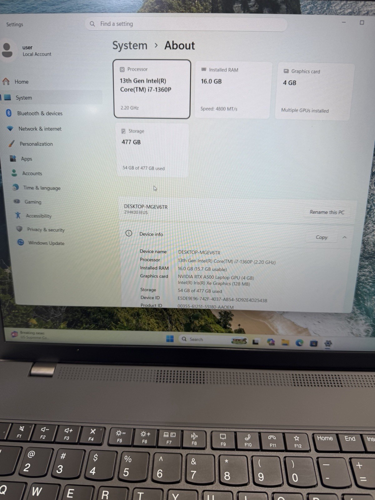 Lenovo ThinkPad P16s Gen 2 i7-1360P RTX A500 16GB 512GB SSD 16” Workstation