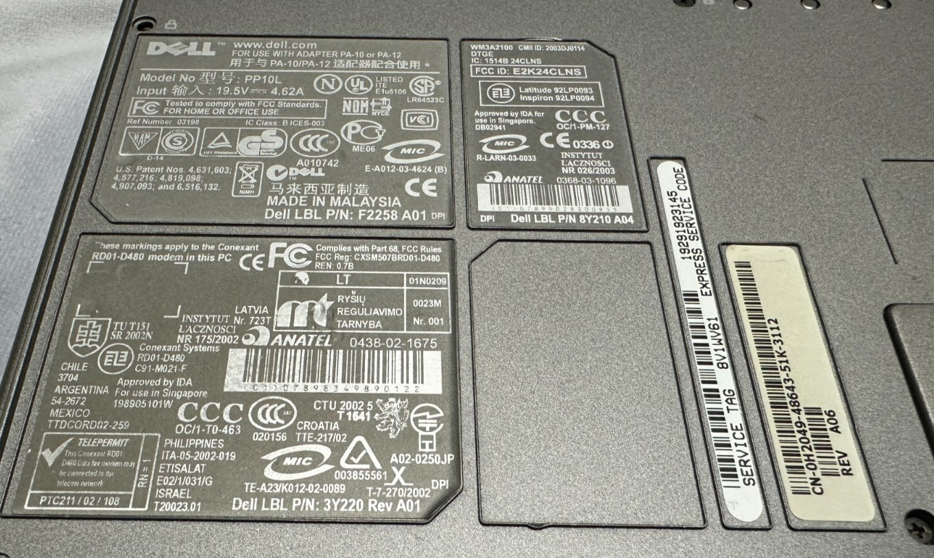 Vintage Dell Latitude D505 Laptop Windows XP – 1.49GHz,512MB of RAM-used/works