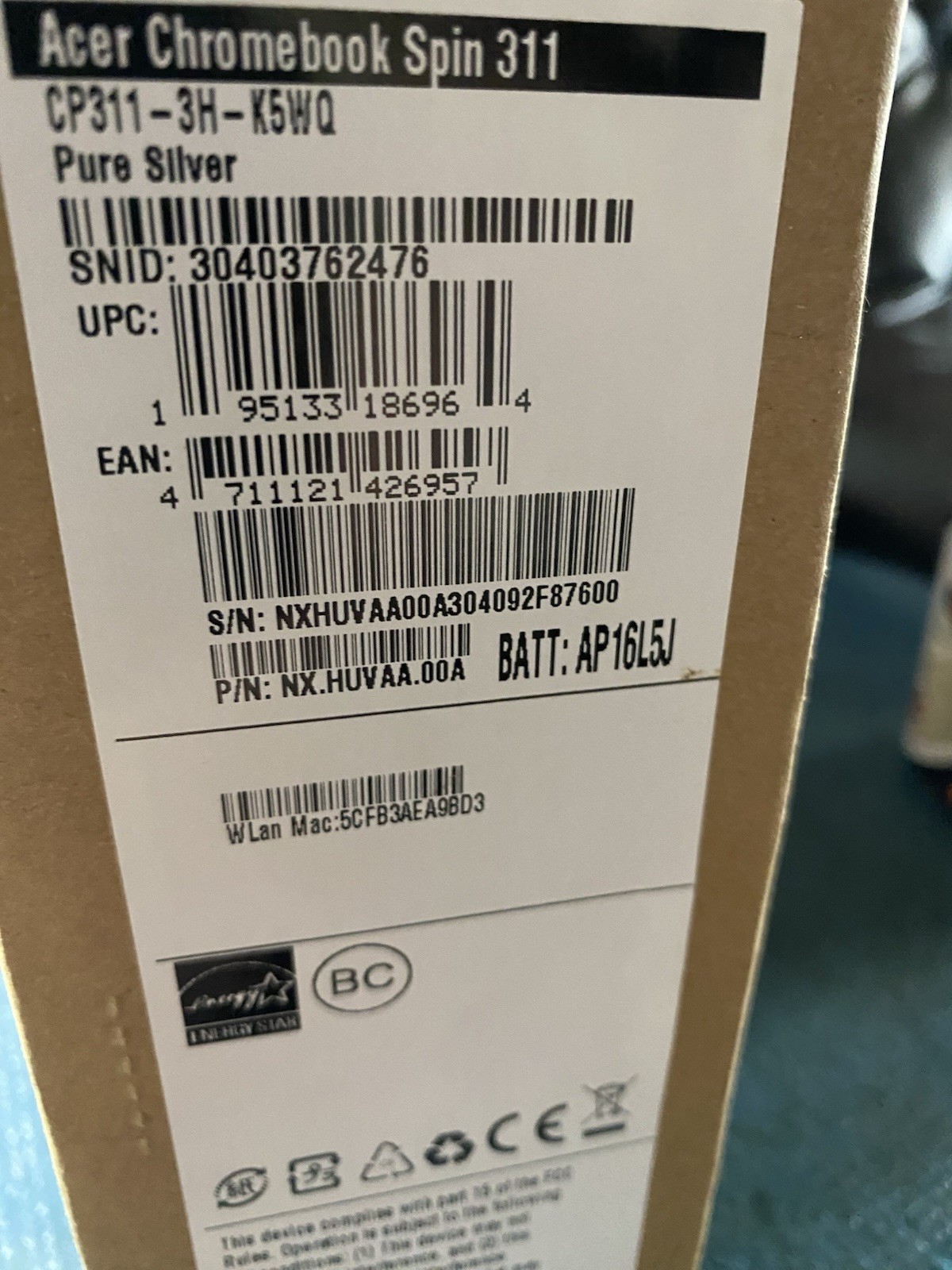 Acer Chromebook Spin 311 11.6″ Touch Intel Celeron 4GB 32GB eMMC ChromeOS