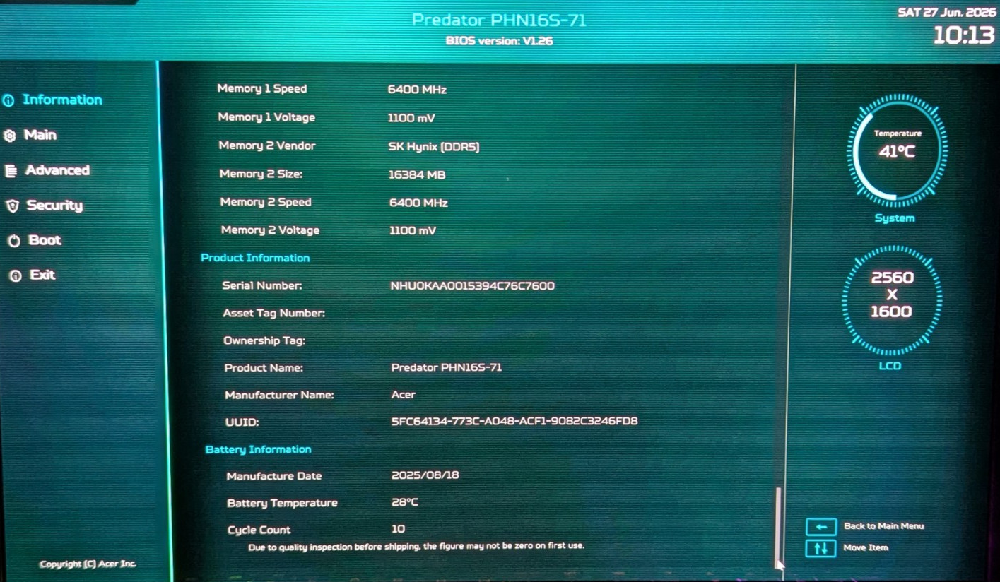 Acer Predator Helios Neo 16S Intel Ultra 9 275HX 32GB RAM NVIDA GeForce 5070 Ti