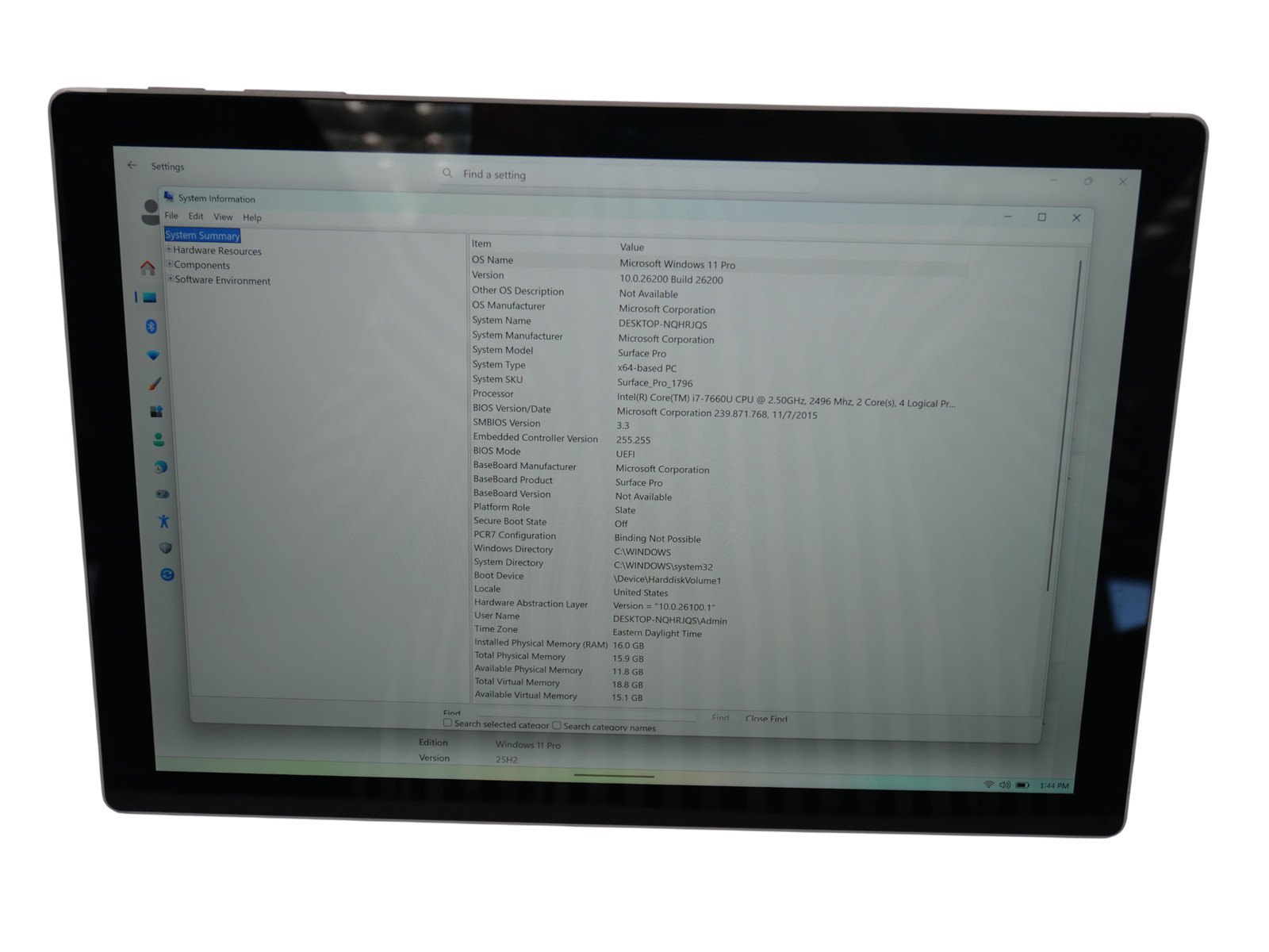 Microsoft Surface Pro 6 1796 Core i7-8650U 1.90GHz 16GB 512GB Win 10 Pro
