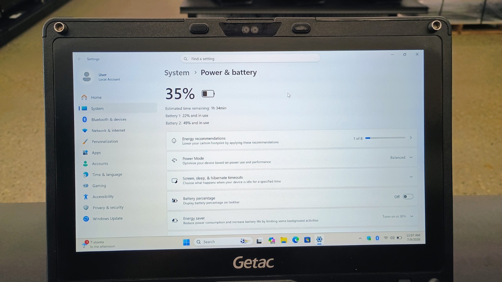 Getac V110G6 Quad Core i5-10210U 1.60GHz – 256GB SSD – 16GB – Win 11 Pro