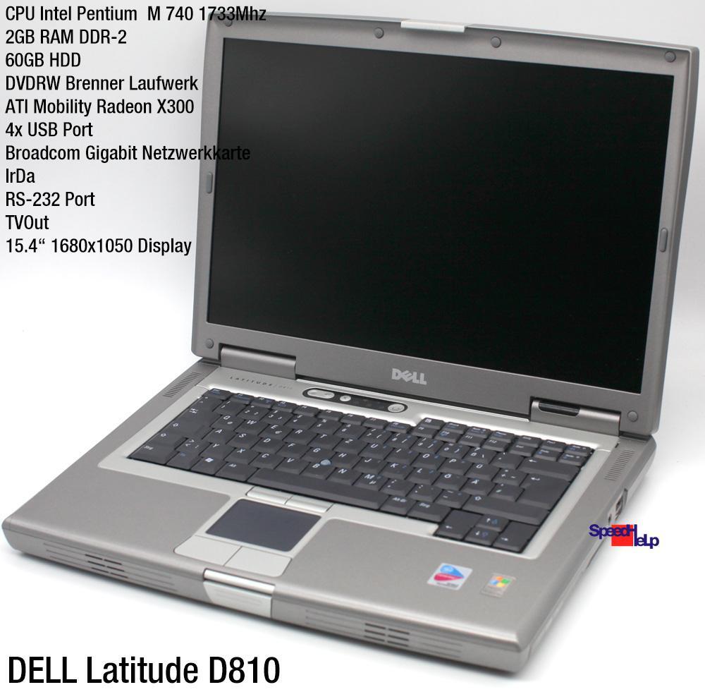 Dell Latitude D810 Notebook Laptop Windows XP RS-232 DVDRW 2GB 60GB 1680×1050
