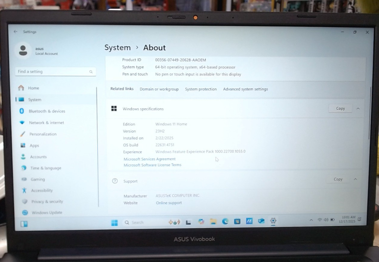 ASUS Vivobook 14 X1404ZA 14″ FHD I3-1215U 128GB SSD 8GB W11 Webcam