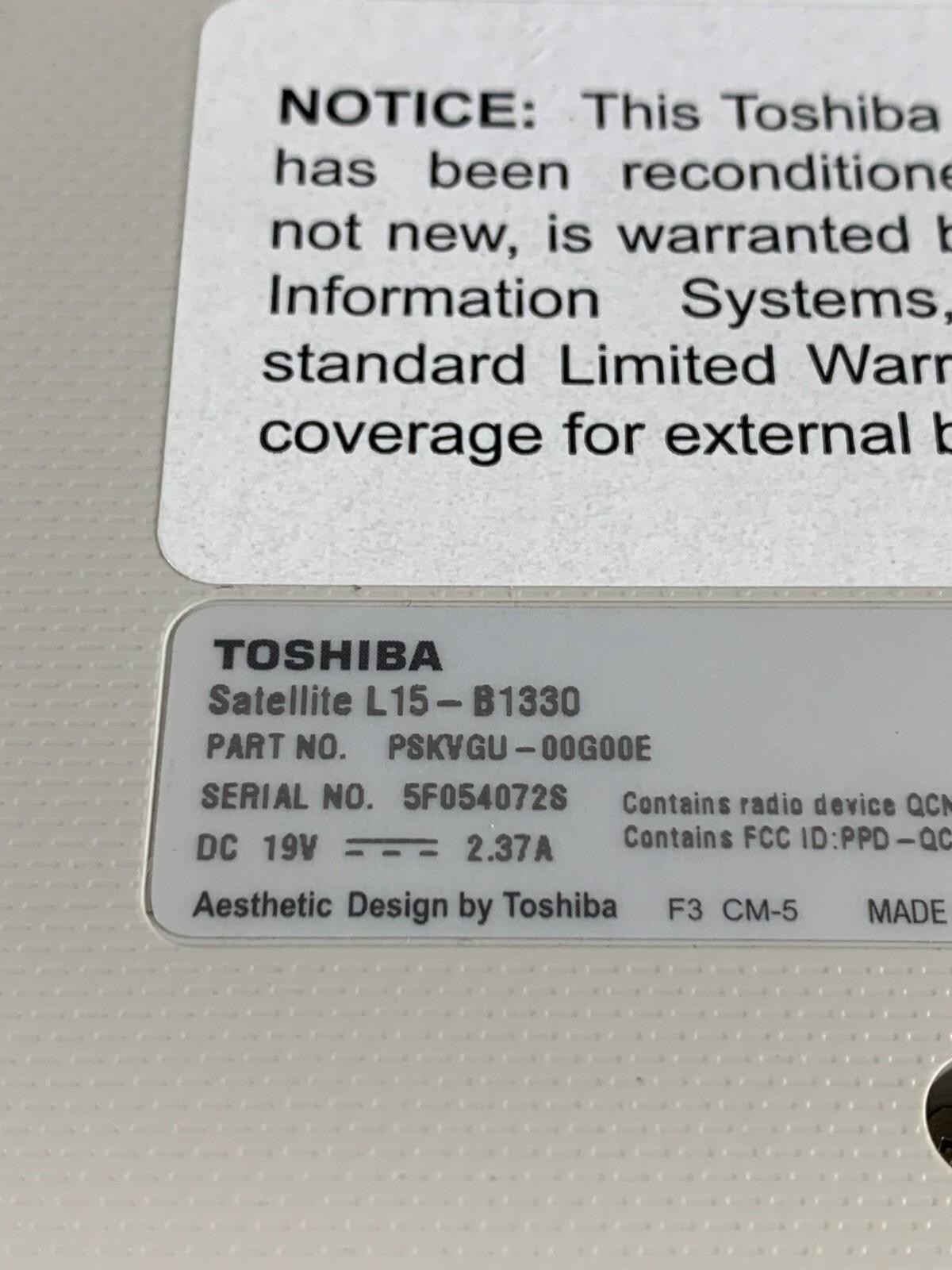 Toshiba Satellite L15-B1330 Ivory 11.6″ Display Built-In Webcam Laptop For Part