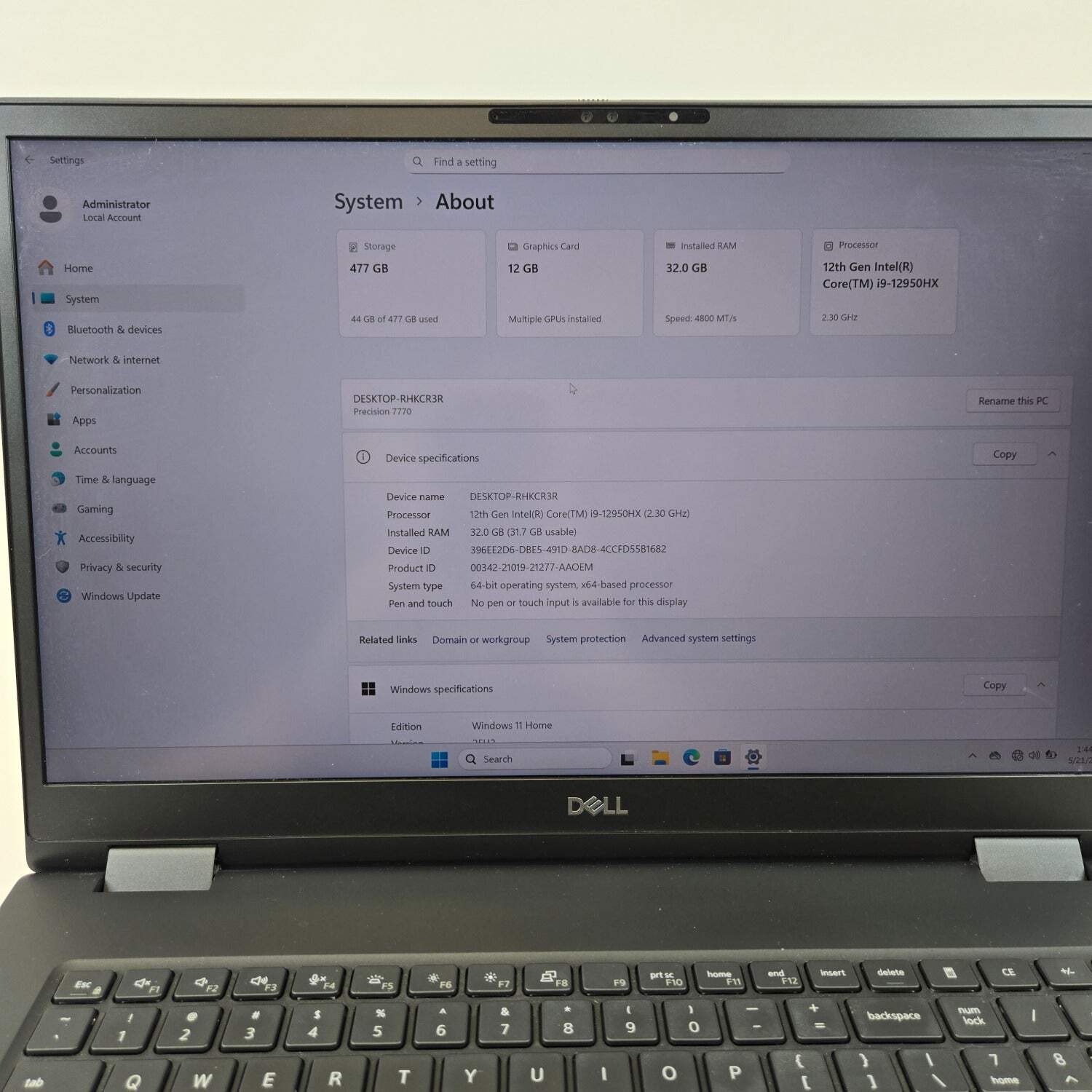 Dell precision 7770 P115F 17.3″ i9-12950HX 2.3GHz 32GB RAM 512GB SSD RTX A3000