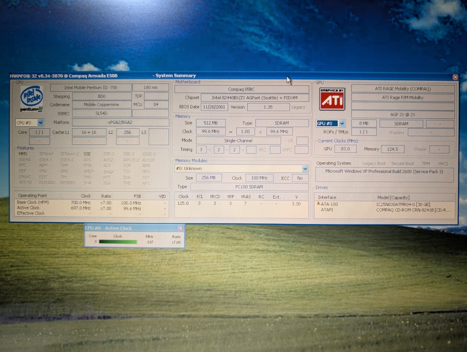 15″ Compaq Armada | Pentium III 512MB 80GB HDD | Win 98 + XP Vintage 1999 Beauty