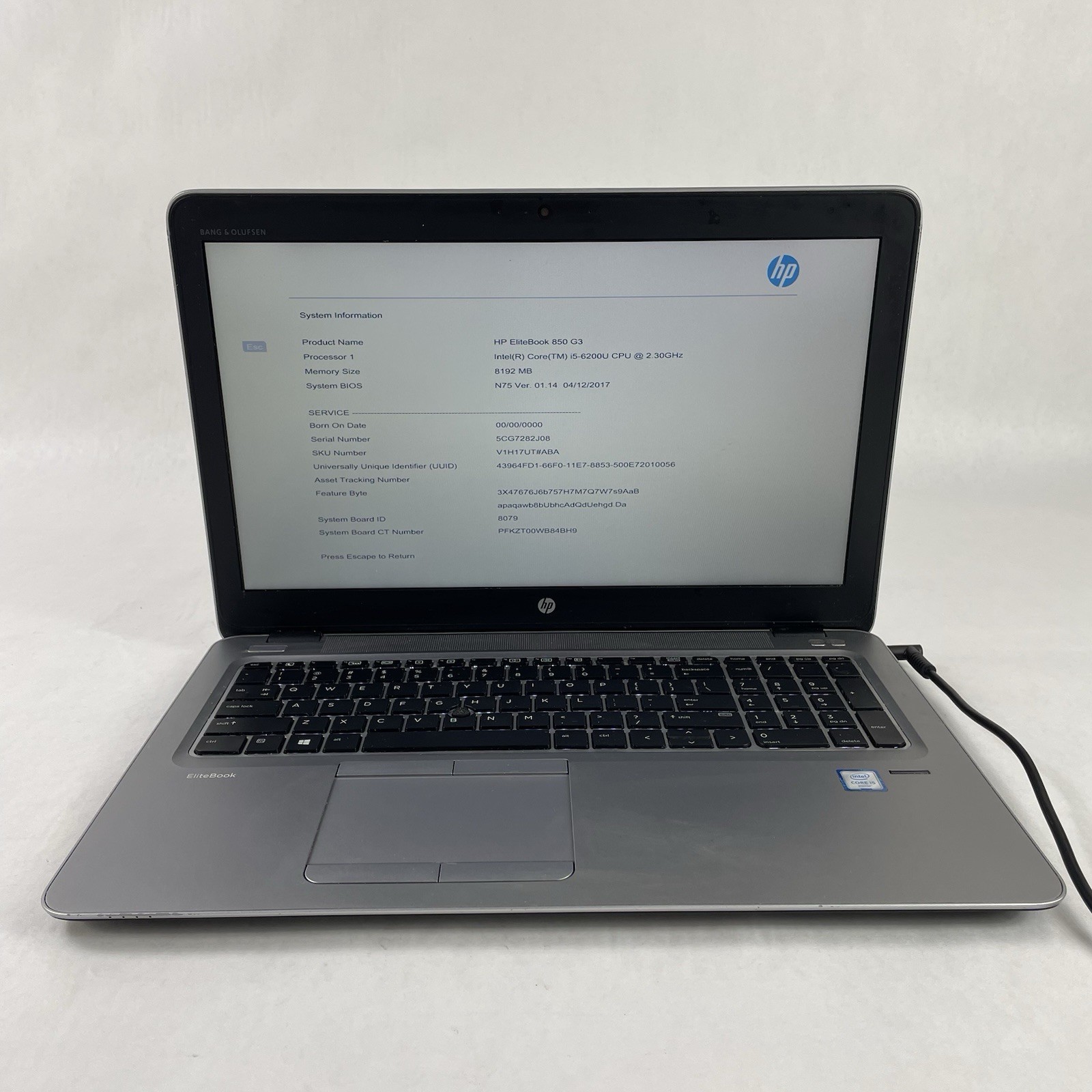 HP EliteBook 850 G3 15.6″ i5-6200U 2.30 GHz 8 GB RAM No SSD No OS – Bad Bottom