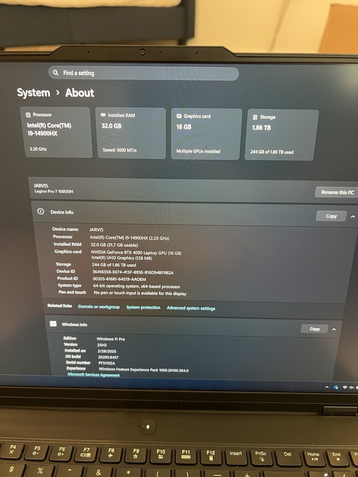 Lenovo Legion Pro 7i Gen 9 Laptop 16″, I9-14900HX, RTX 4090, 64GB RAM, 2TB SSD