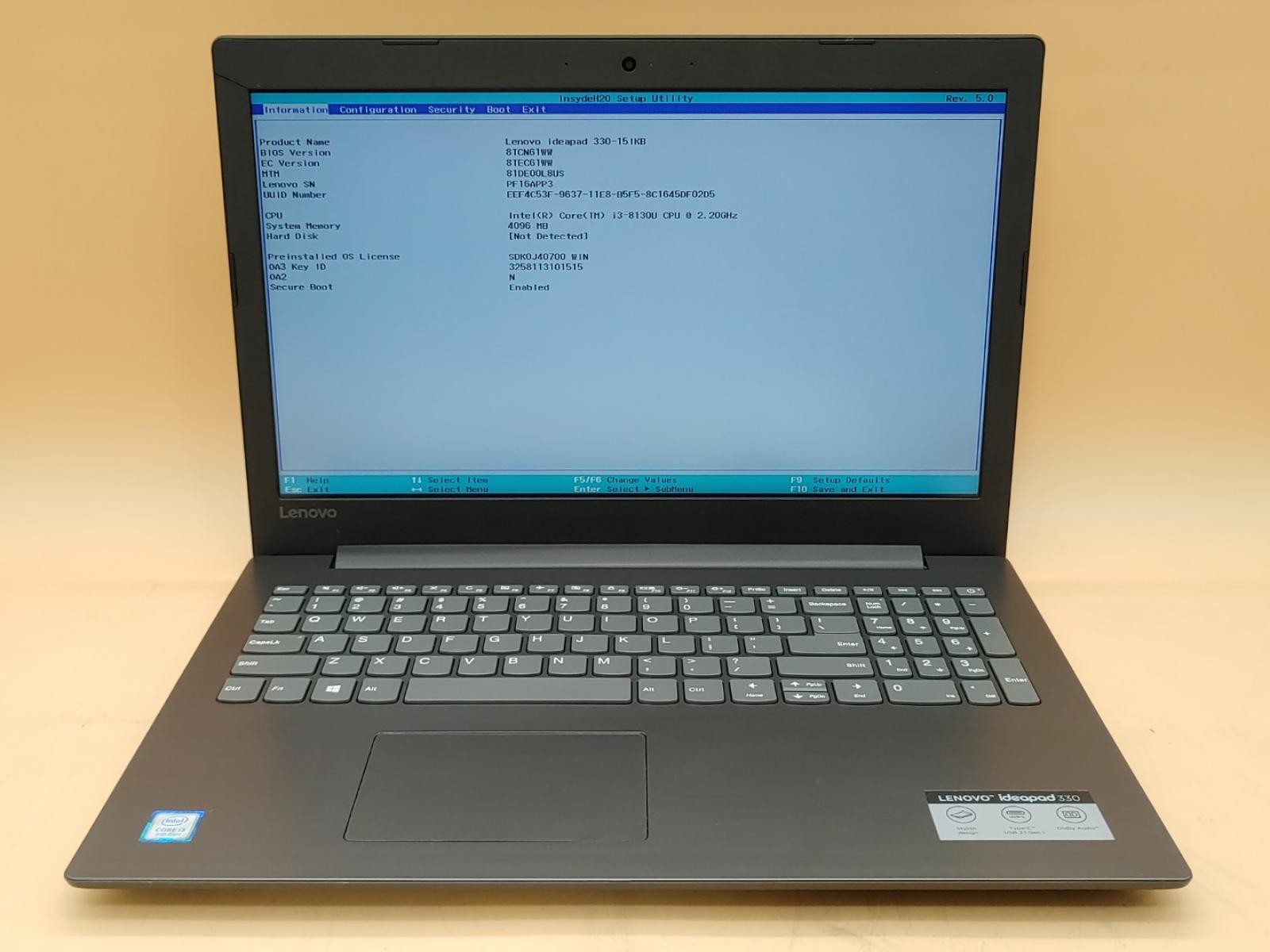 Lenovo IdeaPad 330-15IKB 15.6″ Intel i3-8130U 4GB *NO HDD/NO OS/NO AC* *READ*