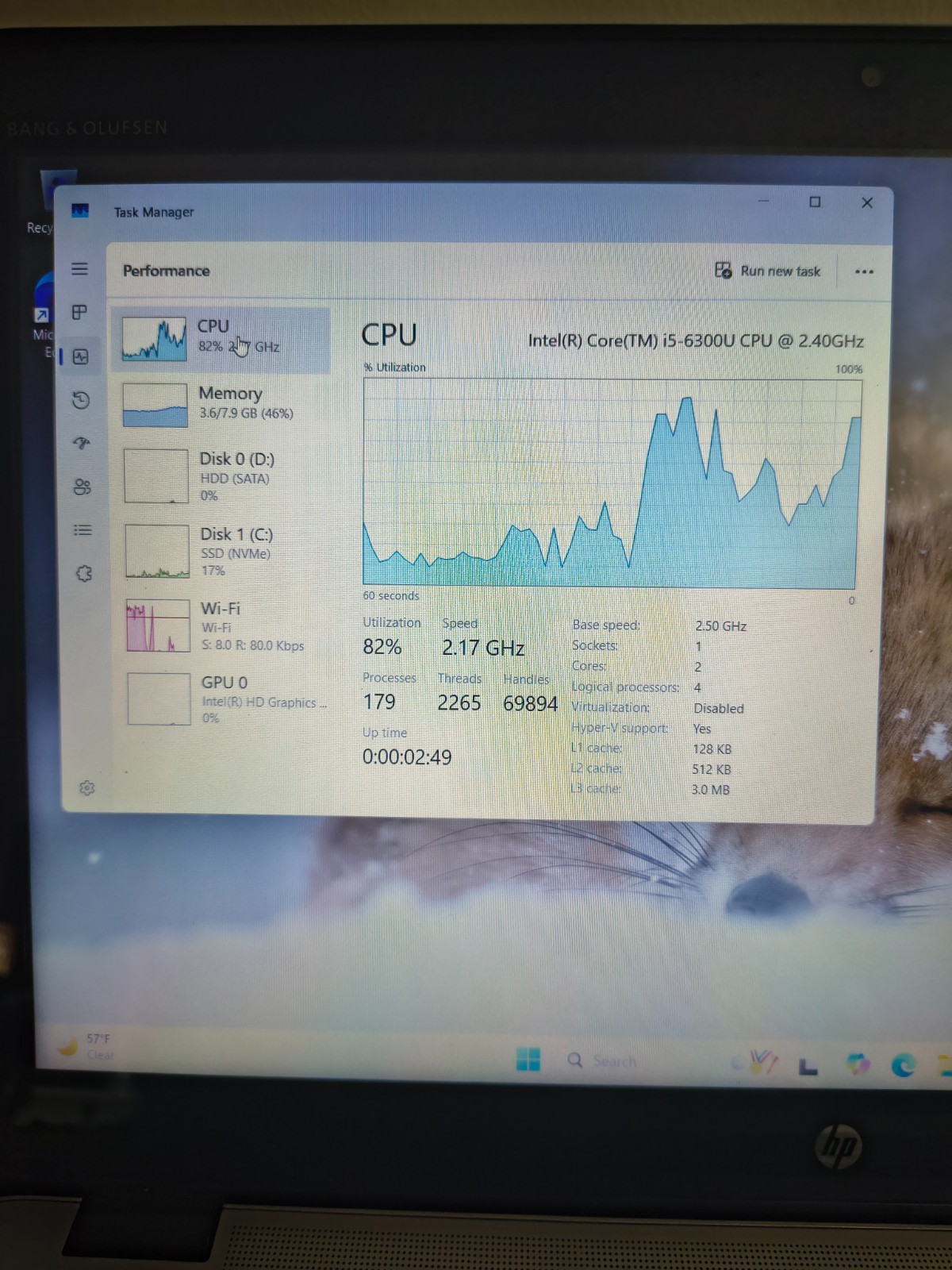 HP 15.6″ Elitebook G3 Core i5VPRO@2.4GHz 256GB NVMe SSD+1TB HDD Windows 11 Pro