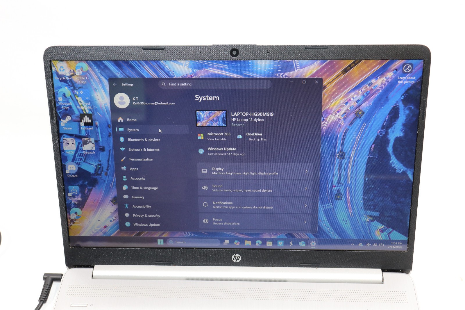HP 15.6″ 15-dy1031wm Intel i3-1005G1, 8GB RAM, 256GB SSD, Windows 11 Home