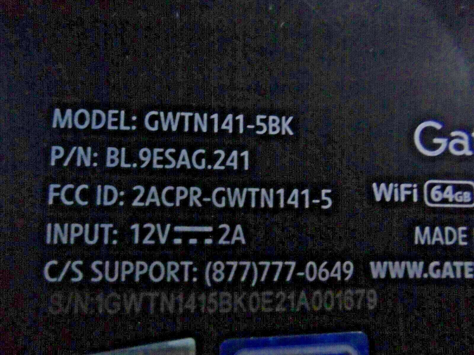 GATEWAY COMPUTER LAPTOP (MODEL GWTN141-5BK, WIFI64GB)