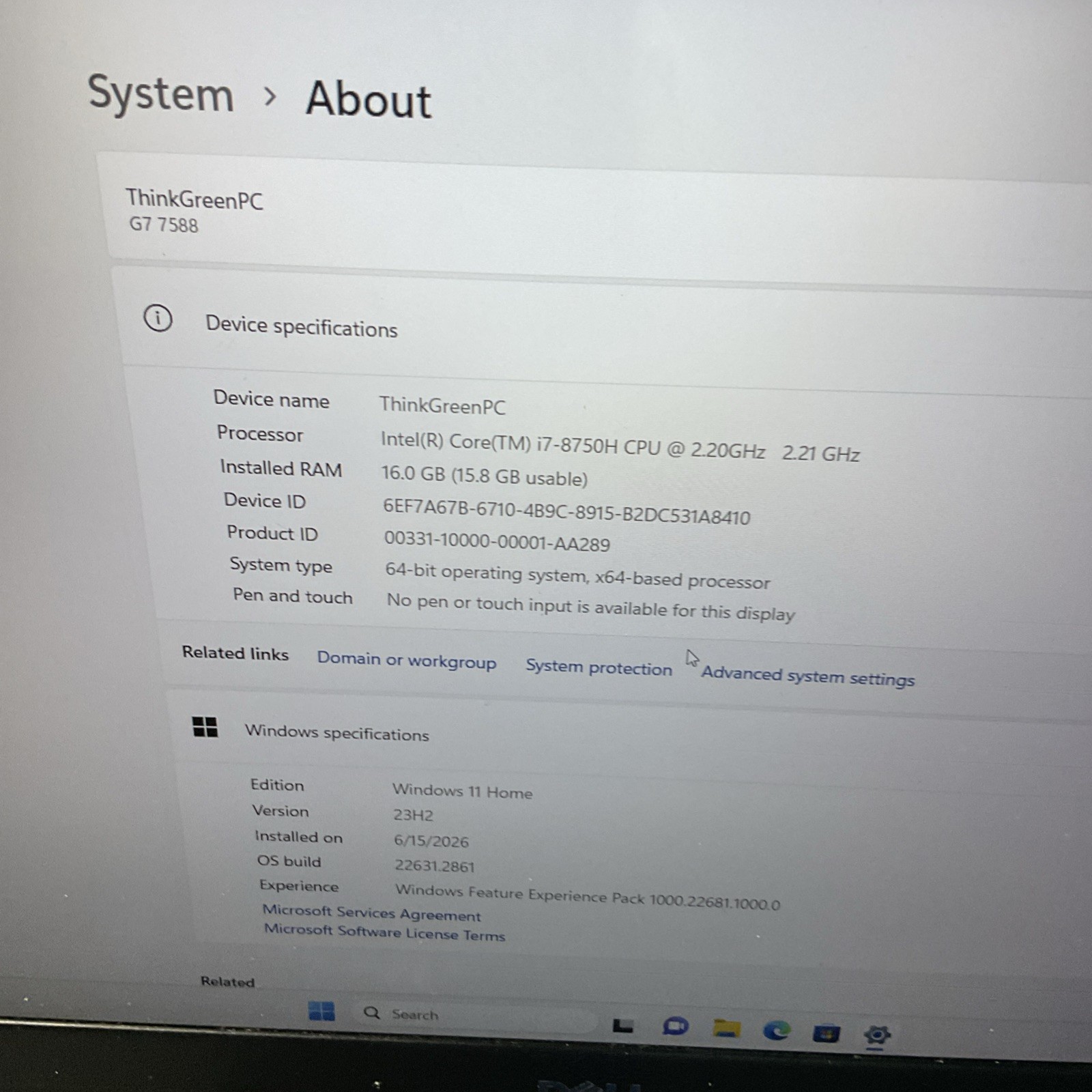 dell g7 15 7588 Gaming Laptop Core I7-8750H 16GB RAM GTX 1060 Windows 11 512GB