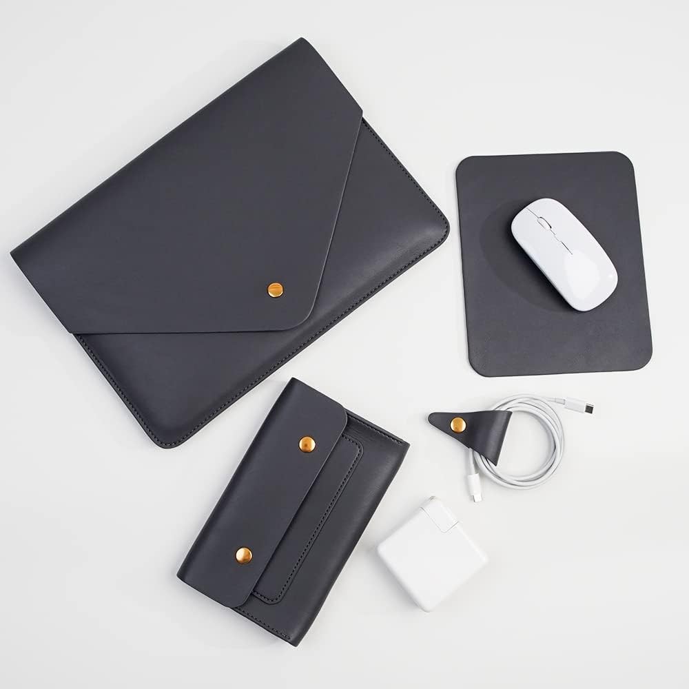 PU Leather Laptop Sleeve 13 Inch for 2024 13inch MacBook Air M3, MacBook Pro M2