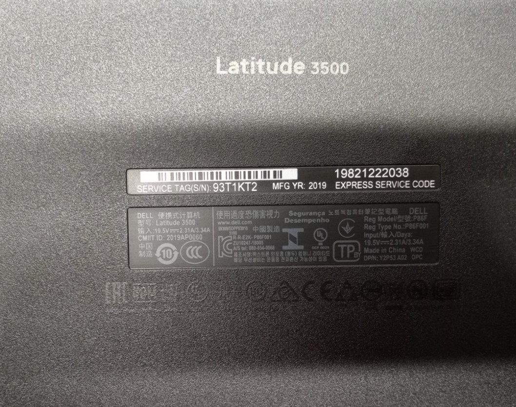 Dell Latitude 3500 15.6″ i5-8265u@1.60GHz 8GB RAM 256GB NVMe Win11Pro MC419*!